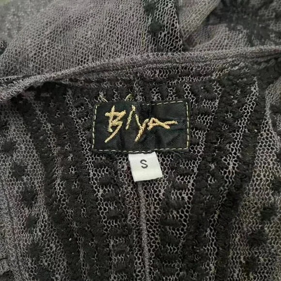 NWOT Johnny Was Biya Floral Mesh Embroidered Irregular Midi Dress Grey Size S - Picture 9 of 12